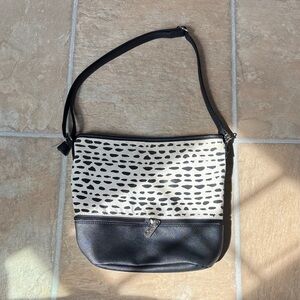 B Boutique Black & White Speckle Tote Bag Bag with unique expandable section